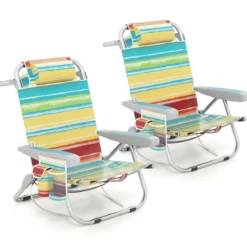 Strandstühle 1/2 x Strandstuhl klappbare Campingstühle mit Verstellbarer Rückenlehne