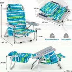 Strandstühle 1/2 x Strandstuhl klappbare Campingstühle mit Verstellbarer Rückenlehne
