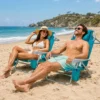 Strandstuhl 2er Set Campingstuhl Faltbar mit Verstellbarer Rückenlehne & Kopfstütze Türkis