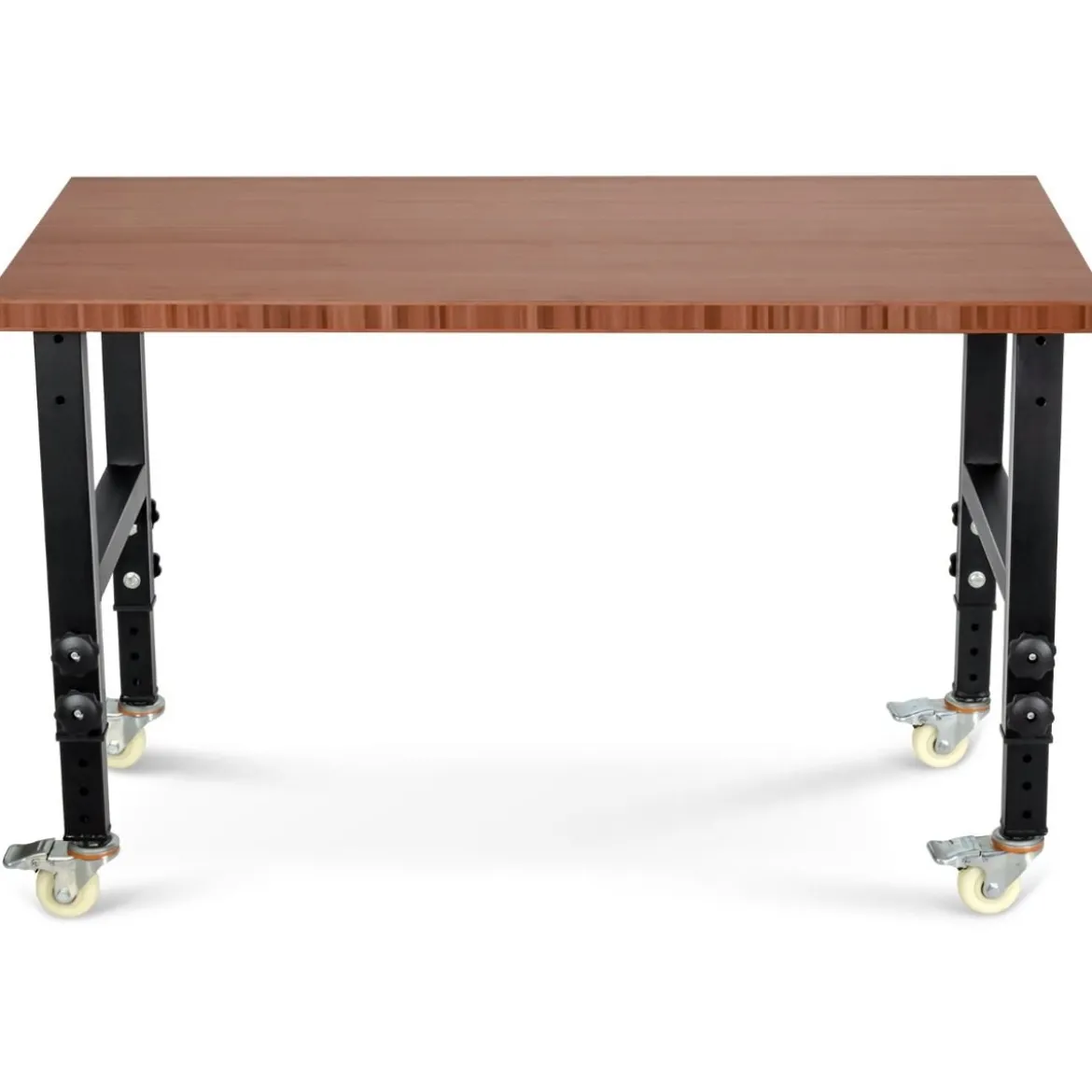 Strapazierfähiger Arbeitstisch aus Bambus verstellbare Werkbank 120 x 60 x 77-101 cm Braun