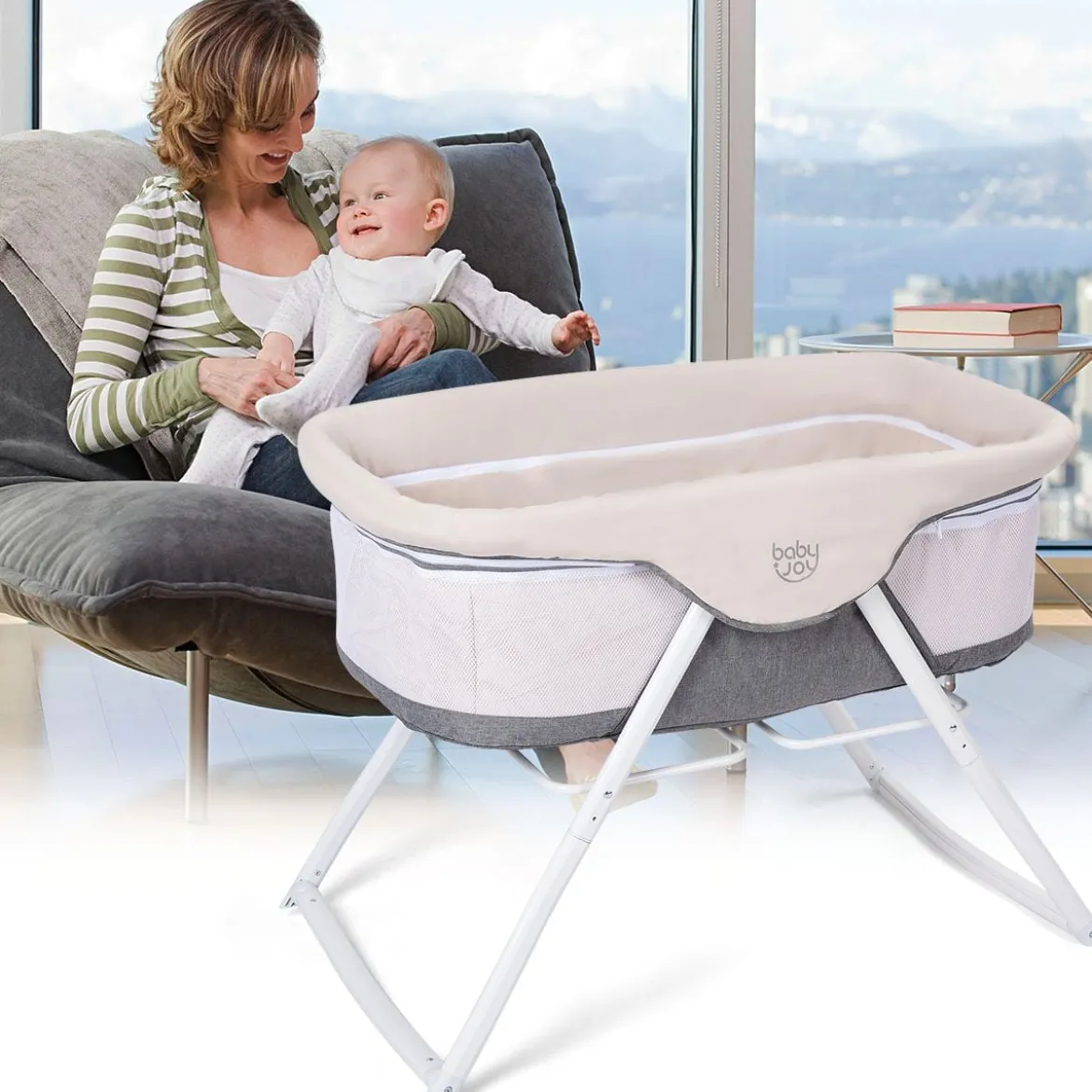 Stubenwagen Beistellbett Baby Babywiege Reisebett mit Transporttasche und Matratze klappbar