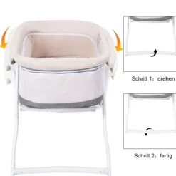 Stubenwagen Beistellbett Baby Babywiege Reisebett mit Transporttasche und Matratze klappbar