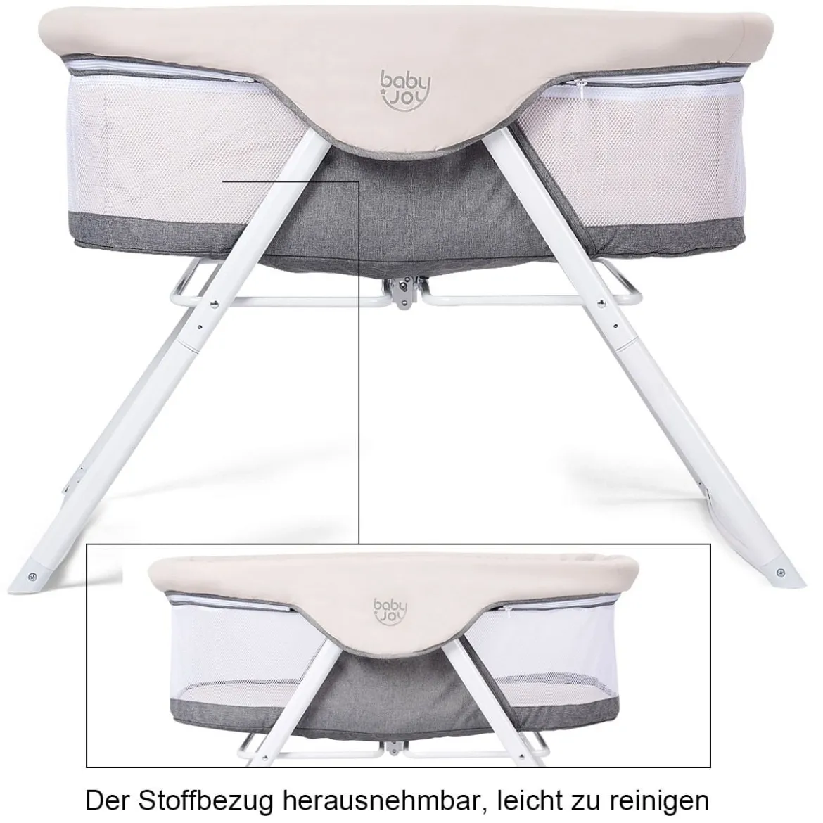 Stubenwagen Beistellbett Baby Babywiege Reisebett mit Transporttasche und Matratze klappbar