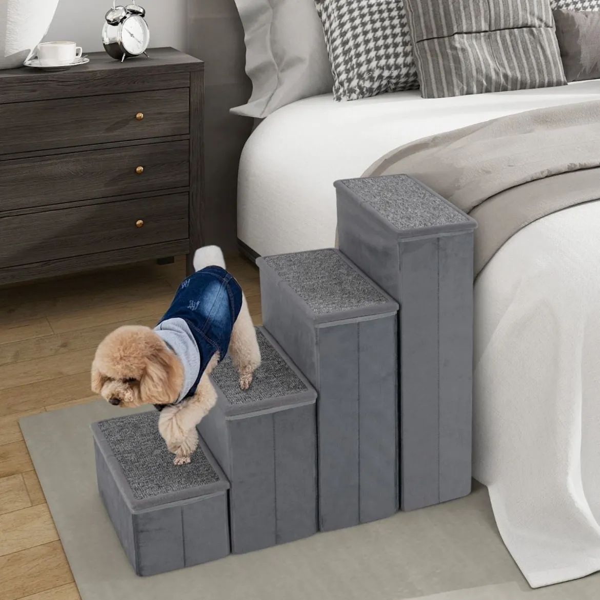 4-Stufen Hundetreppe Rutschfeste Faltbare Hunderrampe Tragbare Haustier Kletterleiter