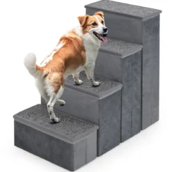 4-Stufen Hundetreppe Rutschfeste Faltbare Hunderrampe Tragbare Haustier Kletterleiter
