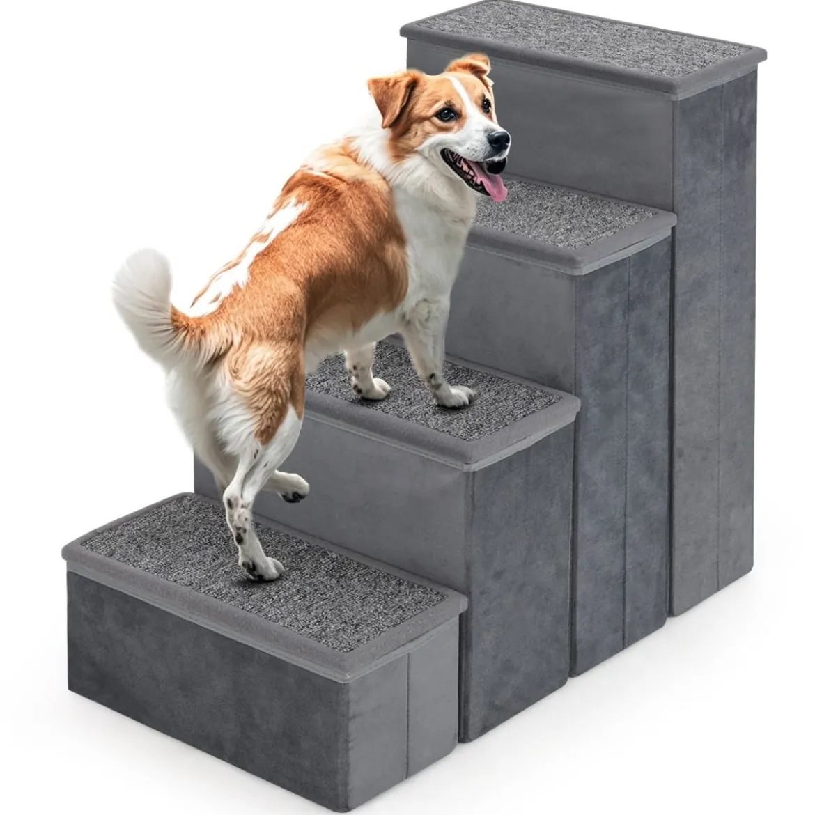 4-Stufen Hundetreppe Rutschfeste Faltbare Hunderrampe Tragbare Haustier Kletterleiter