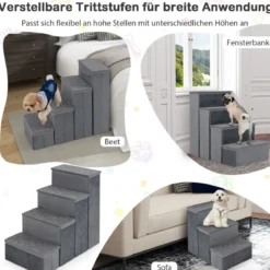 4-Stufen Hundetreppe Rutschfeste Faltbare Hunderrampe Tragbare Haustier Kletterleiter