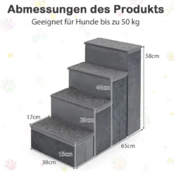 4-Stufen Hundetreppe Rutschfeste Faltbare Hunderrampe Tragbare Haustier Kletterleiter