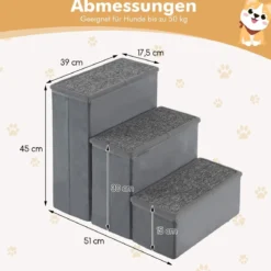 3-Stufen Hundetreppe Rutschfeste Faltbare Hunderrampe Tragbare Haustier Kletterleiter