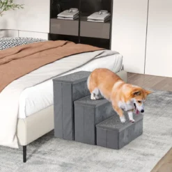 3-Stufen Hundetreppe Rutschfeste Faltbare Hunderrampe Tragbare Haustier Kletterleiter