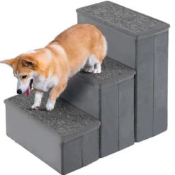 3-Stufen Hundetreppe Rutschfeste Faltbare Hunderrampe Tragbare Haustier Kletterleiter