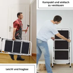 3 Stufen Klappleiter mit Praktischem Handgriff Belastbarkeit von 150kg
