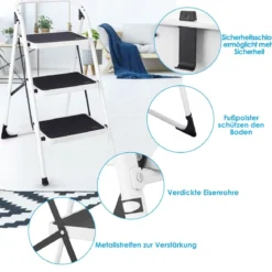 3 Stufen Klappleiter mit Praktischem Handgriff Belastbarkeit von 150kg