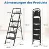 4 Stufen Leiter mit Werkzeugablag & Rutschfesten Pedalen Klappbarer Trittleiter bis 150 kg Belastbar