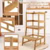 2 Stufen Lernturm Kinder Tritthocker mit Handlauf 46 x 46 x 90 cm Natur