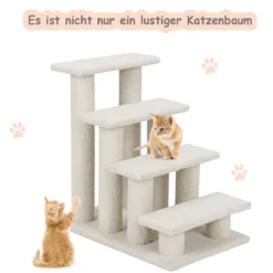 4 Stufen Tiertreppe für Katze & Hunde bis 25 kg Katzentreppe Hundetreppe Treppe Beige