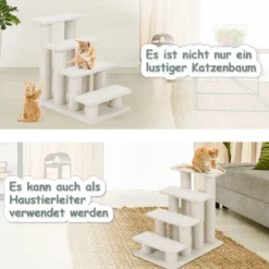 4 Stufen Tiertreppe für Katze & Hunde bis 25 kg Katzentreppe Hundetreppe Treppe Beige