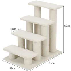 4 Stufen Tiertreppe für Katze & Hunde bis 25 kg Katzentreppe Hundetreppe Treppe Beige