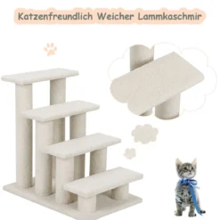 4 Stufen Tiertreppe für Katze & Hunde bis 25 kg Katzentreppe Hundetreppe Treppe Beige