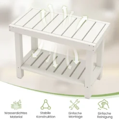2-stufige Duschbank wasserdichter HDPE-Badezimmer-Duschhocker mit Aufbewahrungsfach Weiß