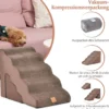 5-& 3-stufige Hundetreppe mit Chenille-Stoffoberfläche & Tierhaarbürste Rutschfest Braun