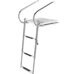 3-stufige Klappbare Teleskop-Bootleiter mit Fiberglasplattform & 2 Handläufen 51,5 x 45 x 37,5 cm