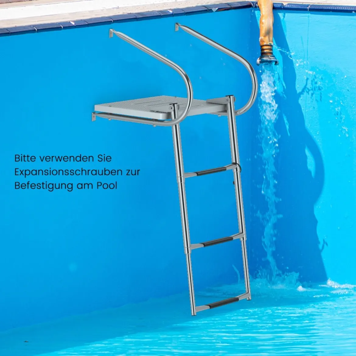 3-stufige Klappbare Teleskop-Bootleiter mit Fiberglasplattform & 2 Handläufen 51,5 x 45 x 37,5 cm