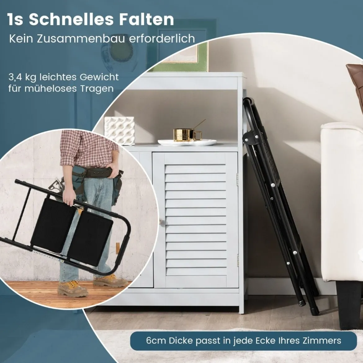 2-Stufige Leiter Klappbarer Tritthocker mit Gepolstertem Handgriff 47 x 39 x 71 cm Schwarz