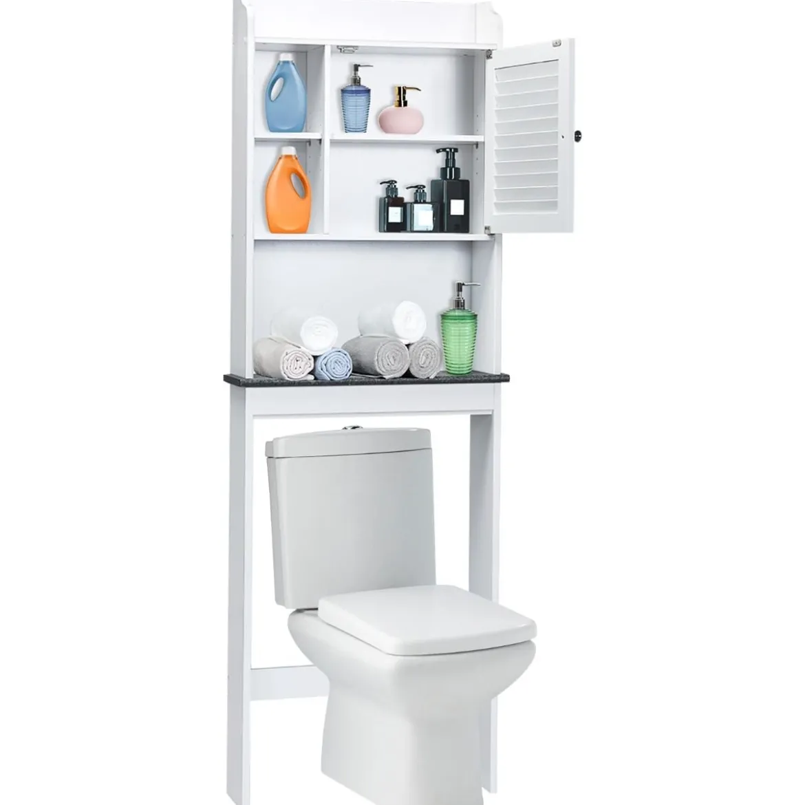 4-stufiger Badezimmer-Über-Toiletten-Schrank Freistehendes Toilettenregal