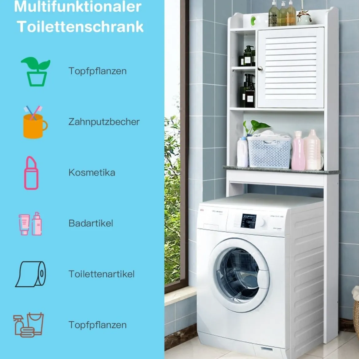 4-stufiger Badezimmer-Über-Toiletten-Schrank Freistehendes Toilettenregal