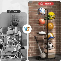 7-stufiger Ball Lagerregal mit Abnehmbaren Hängestangen & Augbewahrungskorb