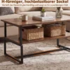 2-stufiger Couchtisch Rechteckiger Wohnzimmertisch mit Metallgestell & Holzoptik 85 x 60 x 47 cm