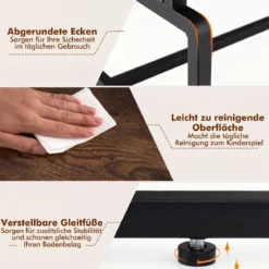 2-stufiger Couchtisch Rechteckiger Wohnzimmertisch mit Metallgestell & Holzoptik 85 x 60 x 47 cm