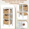 4-stufiger Nachttisch mit 3 Seegraskörben & X-Design Schmaler Beistelltisch 36 x 30 x 80 cm Weiß