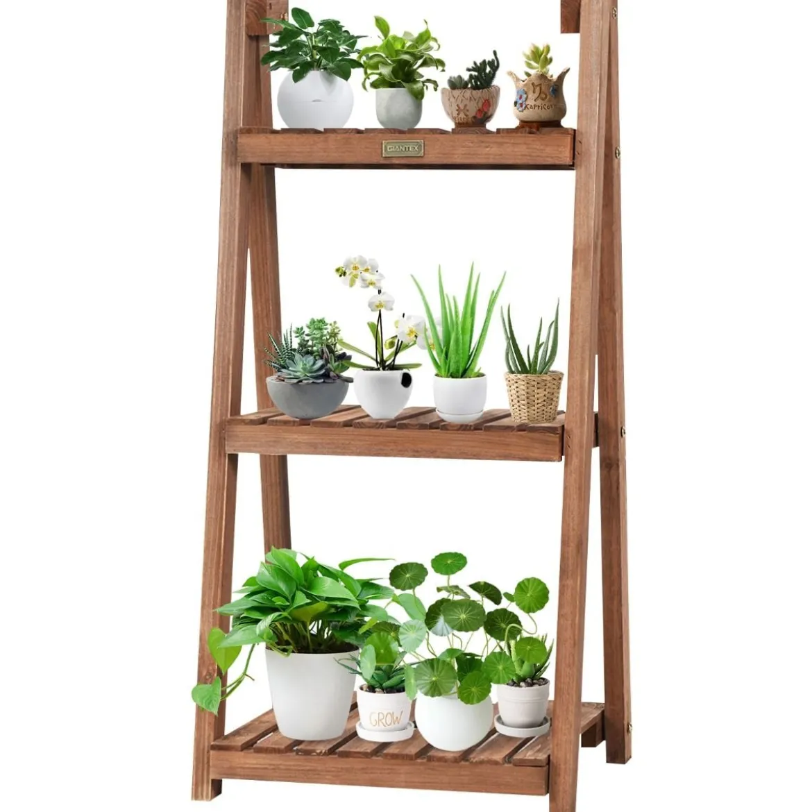 3-stufiger Pflanzenständer Blumenständer Pflanzenregal Holz 46 x 37,5 x 94 cm Braun