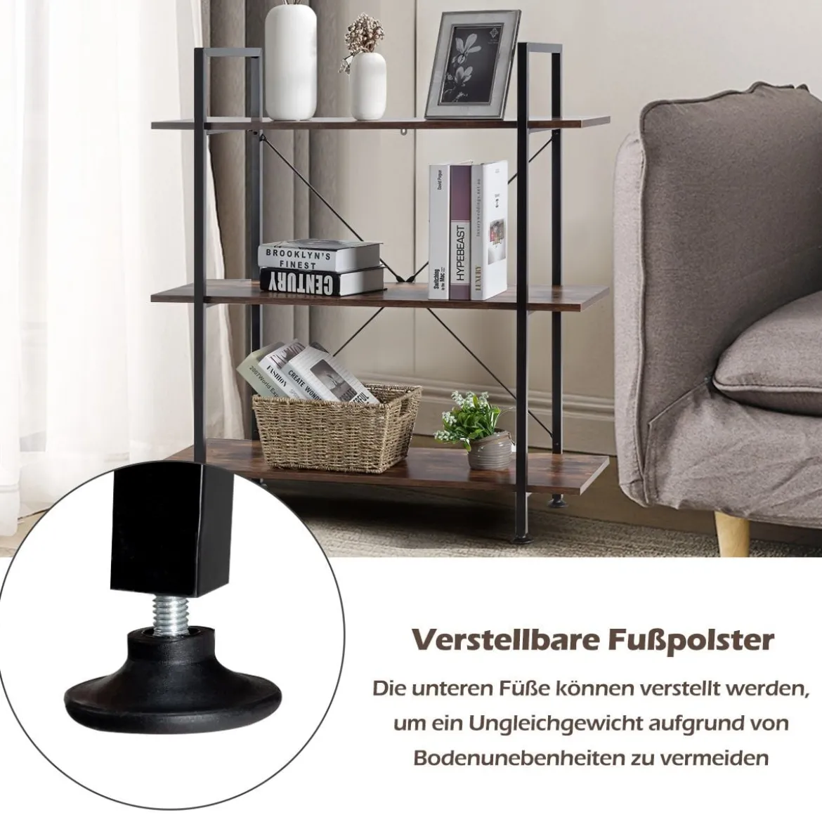 3-stufiger Pflanzen- und Blumenständer Regaleinheit mit Metallrahmen Mehrzweck-Präsentationsständer mit Kippschutz