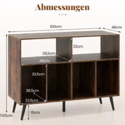 3-stufiger Plattenspielerständer mit Vinyl Aufbewahrungsregalen Plattenspielerschrank Braun