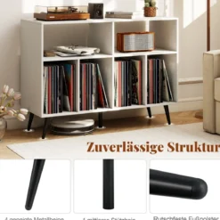3-stufiger Plattenspielerständer mit Vinyl Aufbewahrungsregalen Plattenspielerschrank Weiß