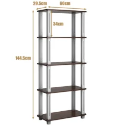 5-stufiges Aufbewahrungsregal mit flachen offenen Regalen Multifunktionales Regal Braun