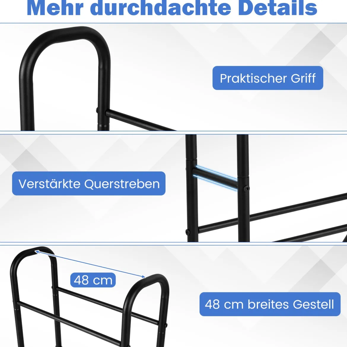 3-stufiges Ballständer mit Rollen & Metallrahmen Ball Organizer Basketball Regal Ballwagen