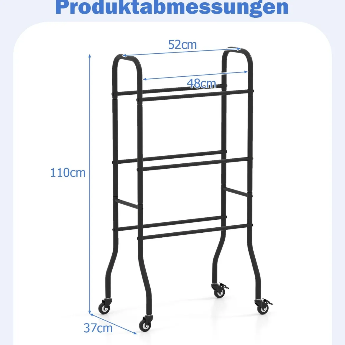 3-stufiges Ballständer mit Rollen & Metallrahmen Ball Organizer Basketball Regal Ballwagen