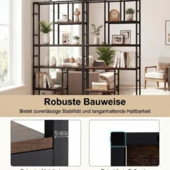 5-stufiges Bücherregal geometrisches Standregal mit offenem Ablagefach & Metallrahmen