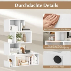 5-stufiges Bücherregal geometrisches Ablageregal mit offenen Fächern 80 x 22 x 100 cm Weiß