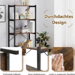 5 stufiges Bücherregal Standregal industriell aus Holz mit Metallrahmen 66 x 34 x 161 cm