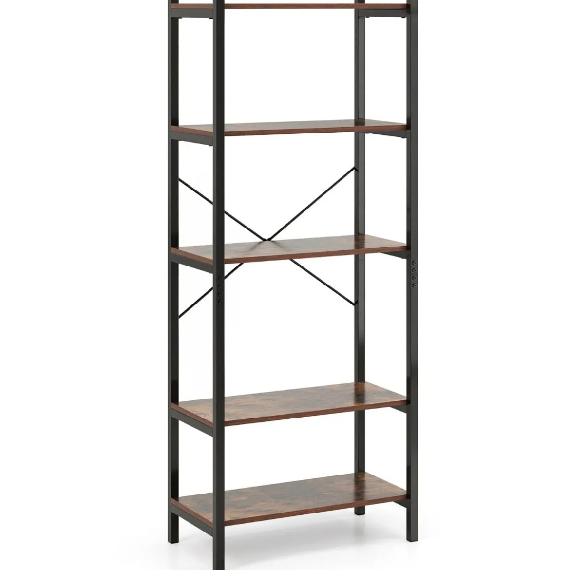 5 stufiges Bücherregal Standregal industriell aus Holz mit Metallrahmen 66 x 34 x 161 cm