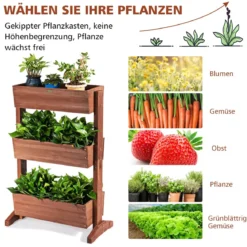3-stufiges hölzernes Blumenregal Blumenständer 3 Etage Hochbeet Blumentreppe 71 x 38 x 105 cm Braun