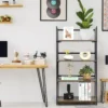 4-stufiges klappbares Bücherregal mit Metallrahmen industrielles wandmontiertes Bücherregal Rustikales Braun