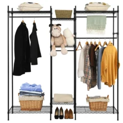 5-stufiges Kleiderregal Robuster Kleiderschrank mit großer Kapazität 189 x 45 x 195 cm Schwarz