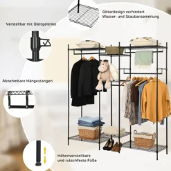 5-stufiges Kleiderregal Robuster Kleiderschrank mit großer Kapazität 189 x 45 x 195 cm Schwarz
