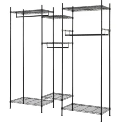 5-stufiges Kleiderregal Robuster Kleiderschrank mit großer Kapazität 189 x 45 x 195 cm Schwarz